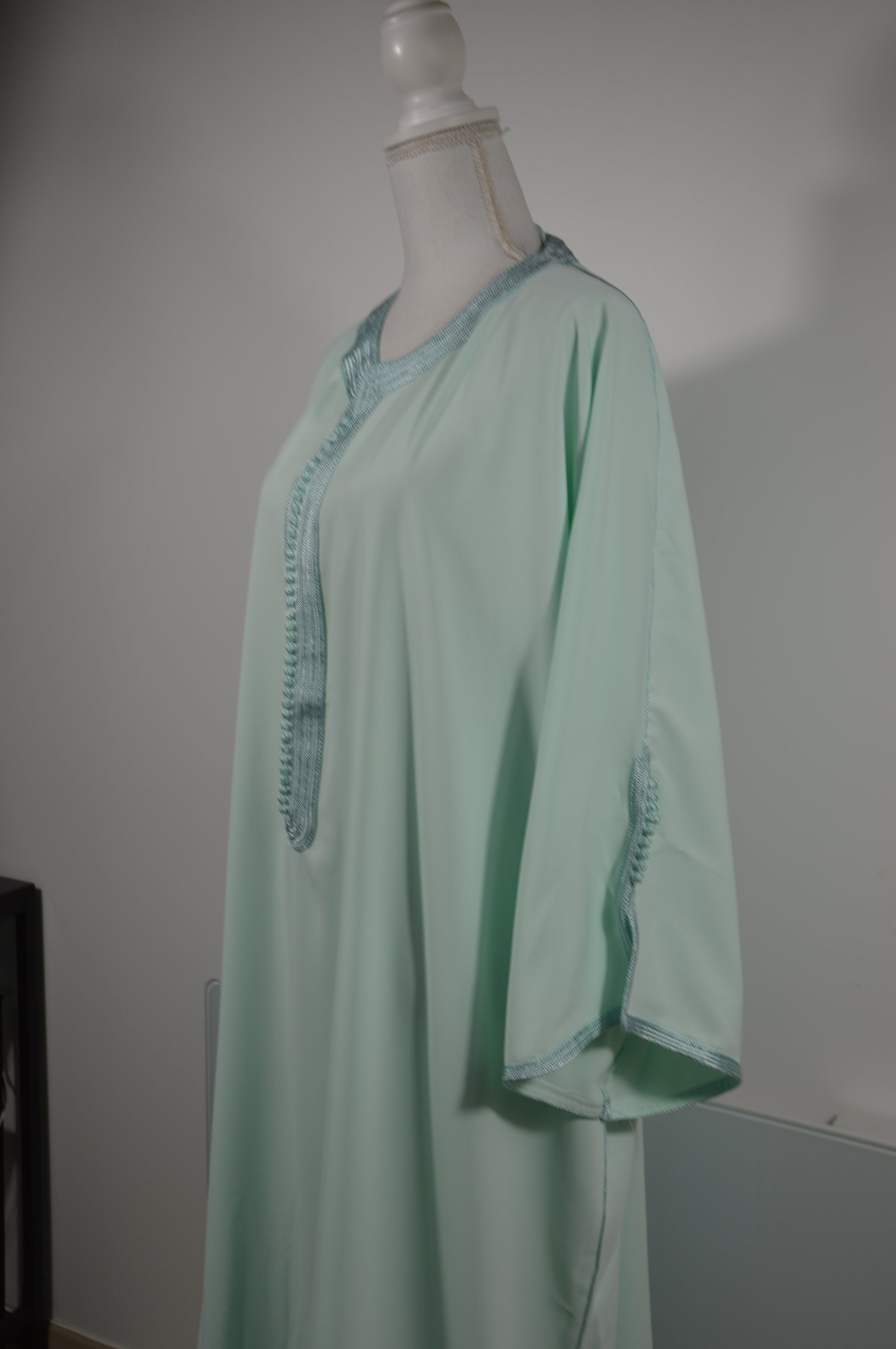 Gandoura Eclat Crêpe Vert Menthe - ZEYNAYA PRESTIGE
