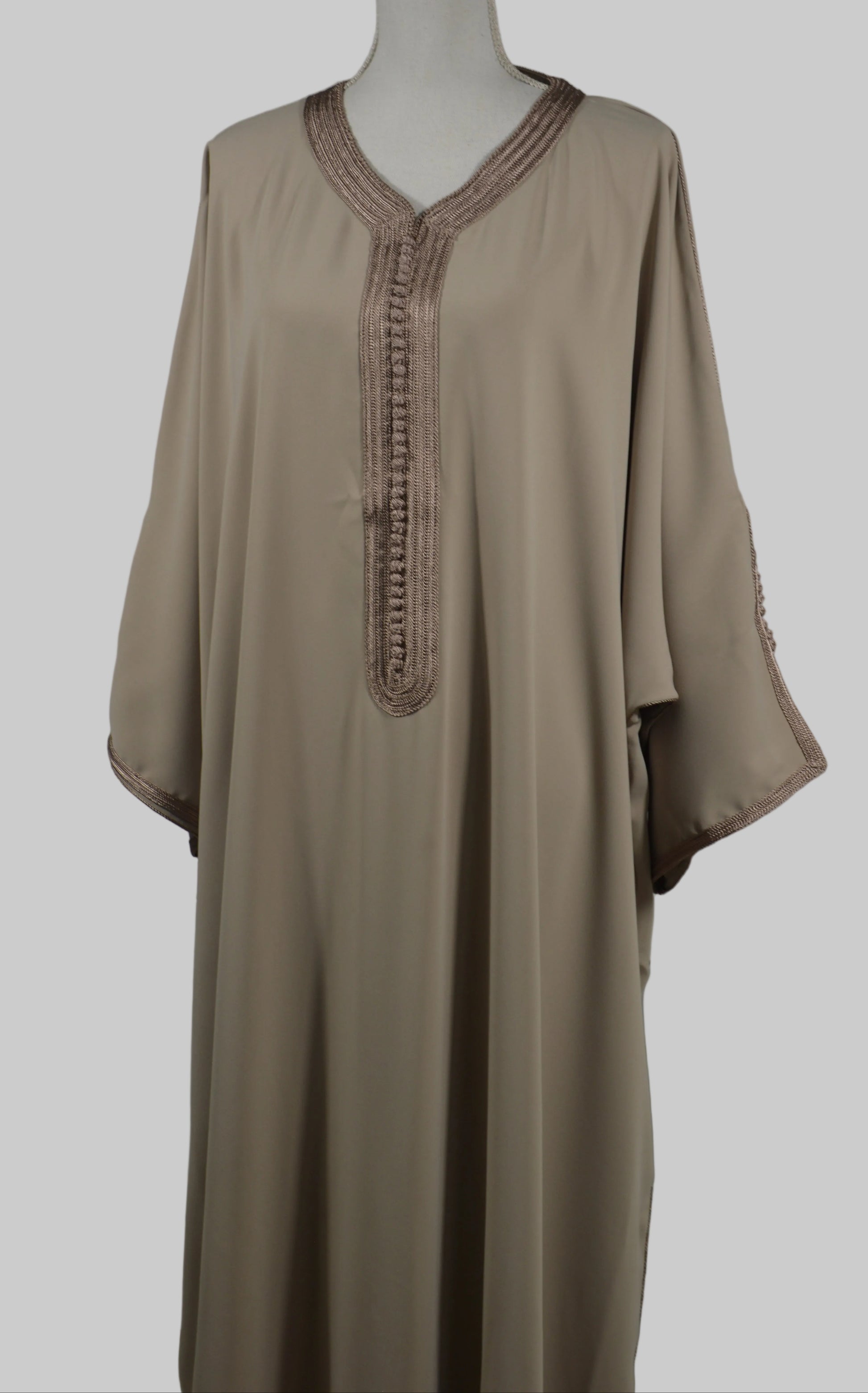 Gandoura Eclat Crêpe Beige Taupe - zeynaya prestige