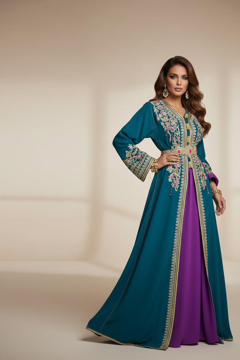 Takchita Bleu Perle - Luxe Artisanal