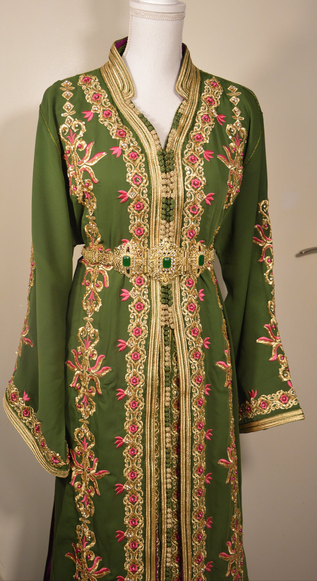 Takchita Perle Vert Sapin - Luxe Artisanal