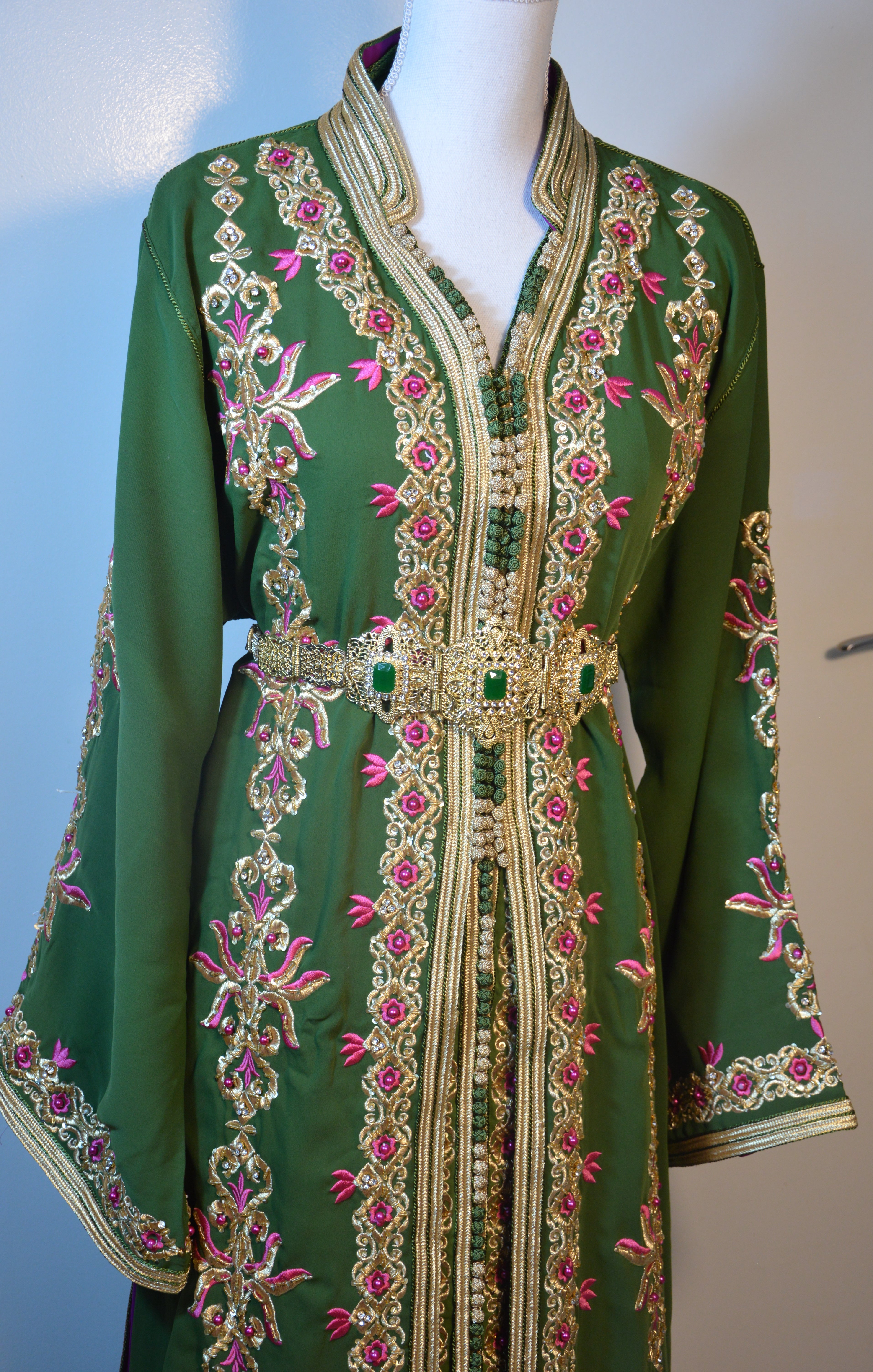 Takchita Perle Vert Sapin - Luxe Artisanal