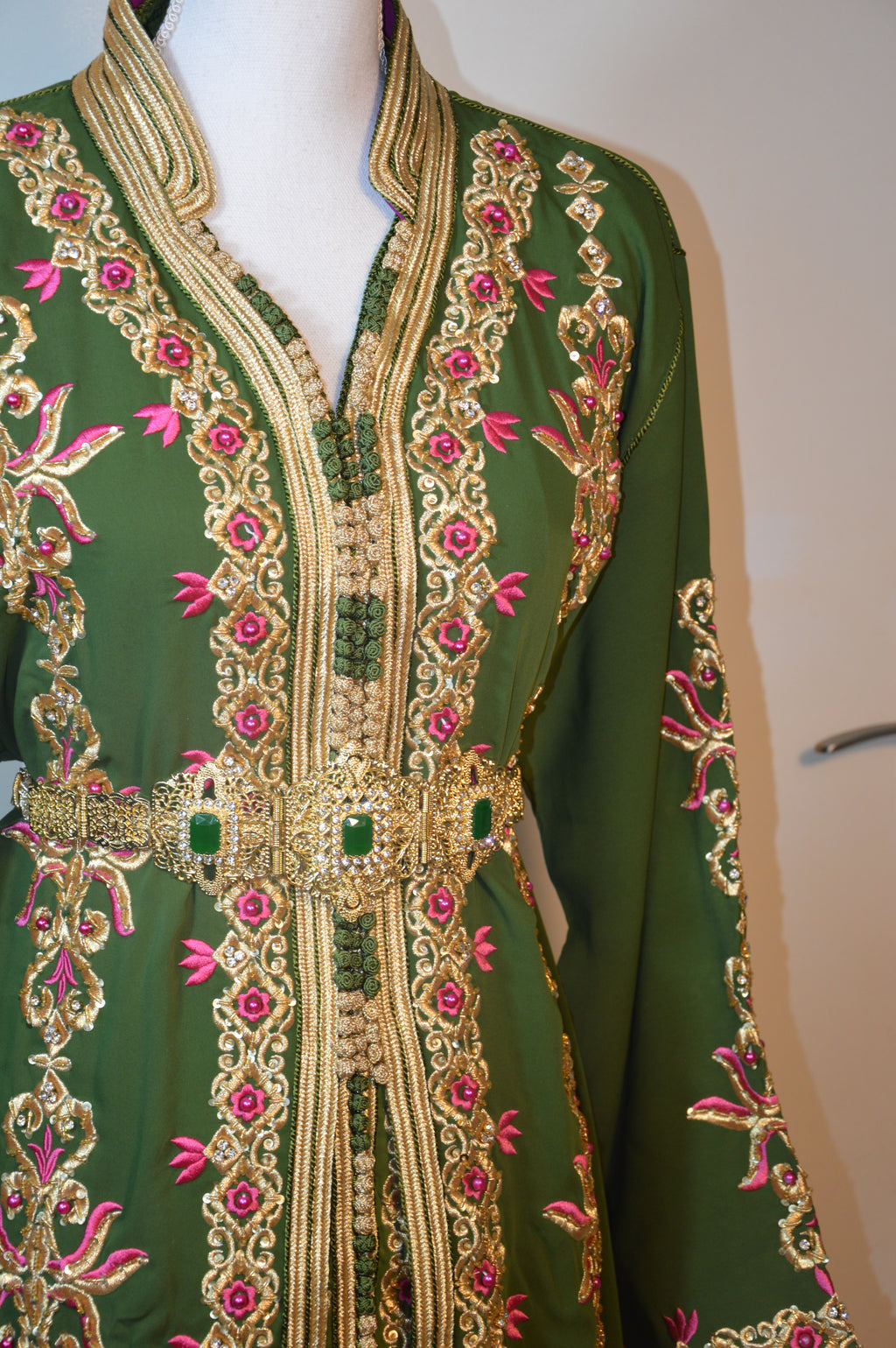 Takchita Perle Vert Sapin - Luxe Artisanal