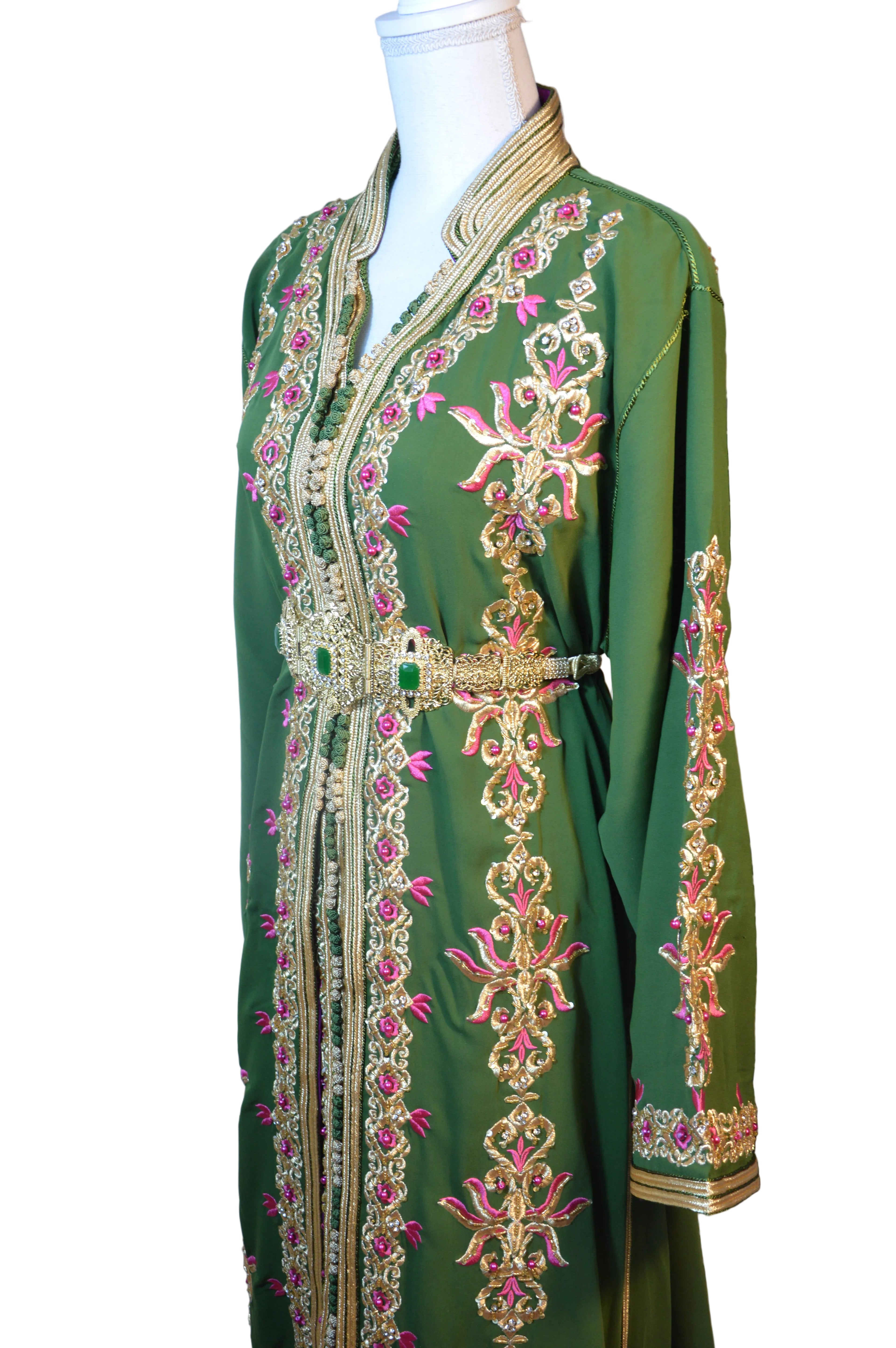 Takchita Perle Vert Sapin - Luxe Artisanal