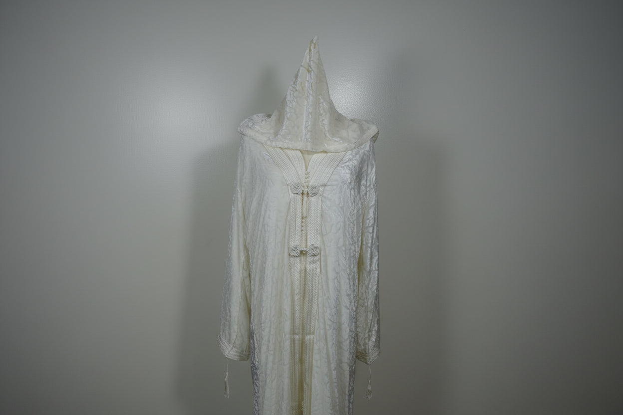 Jellaba Velours Blanc 2 Pièces