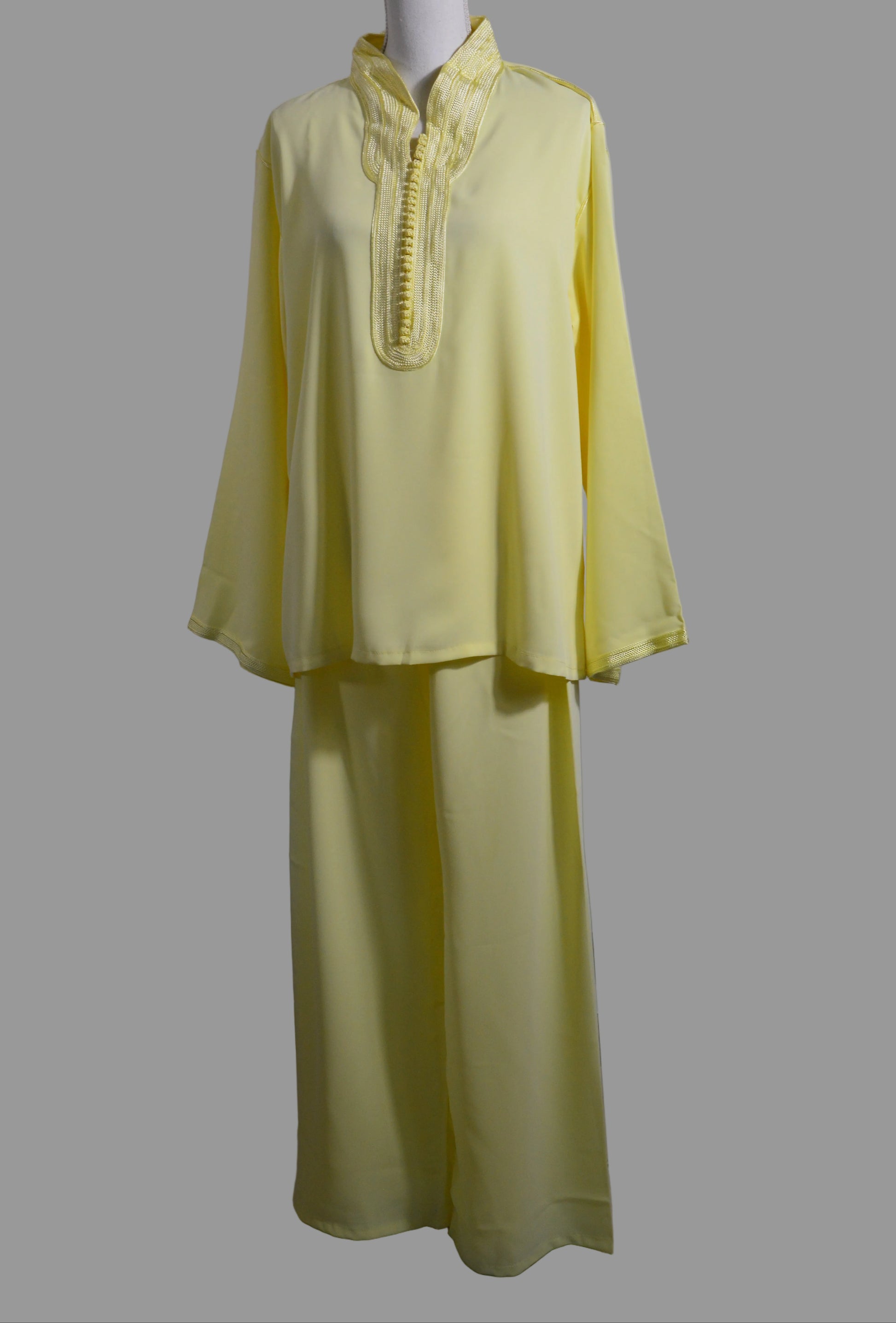 Jabador en crêpe jaune pâle - zeynaya prestige