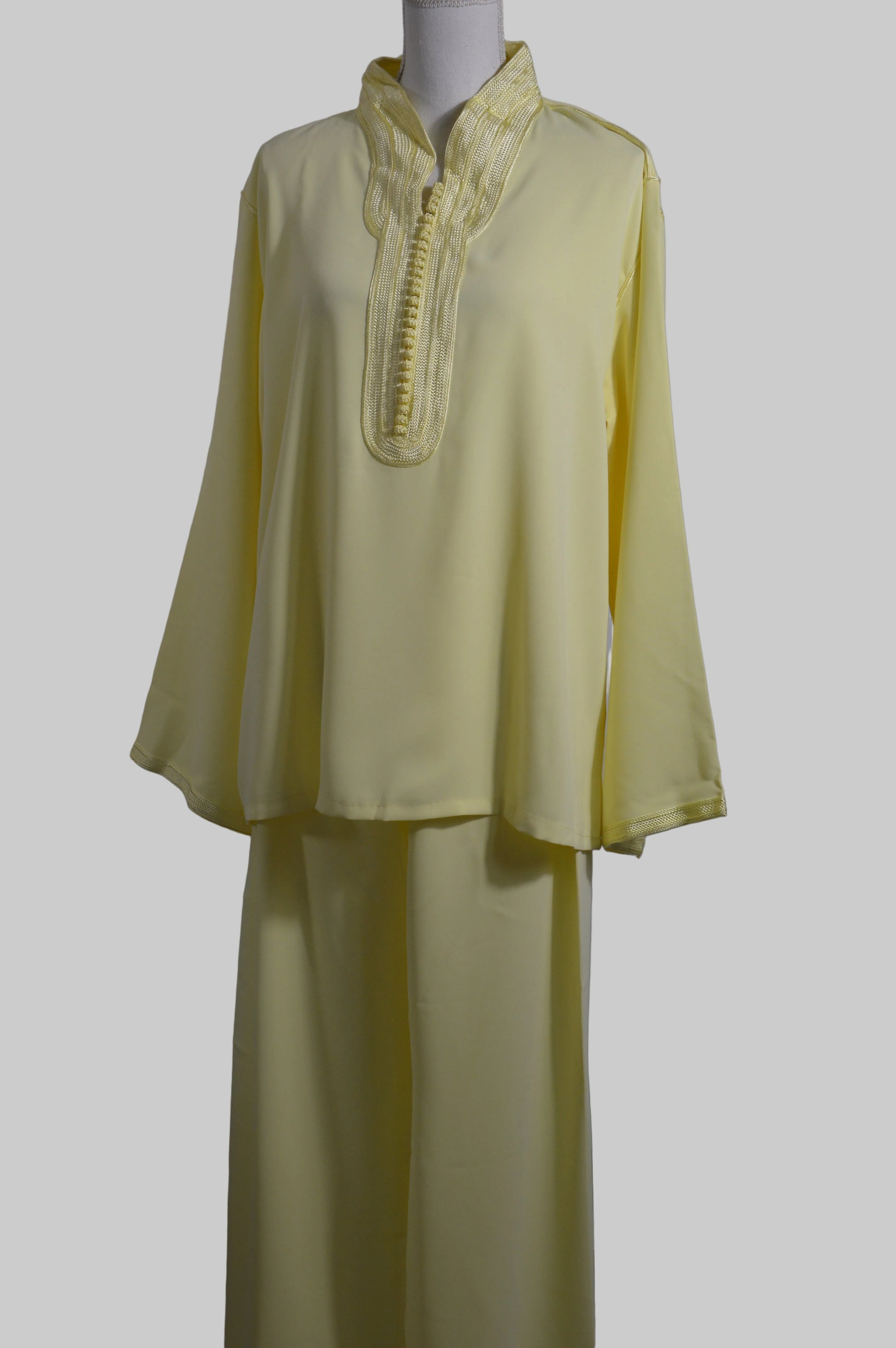 Jabador en crêpe jaune pâle - zeynaya prestige