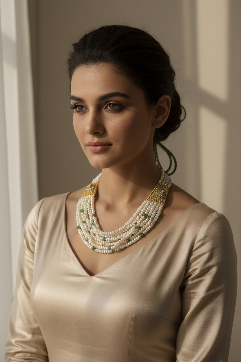 Collier Fassi Argent & Vert | Bijou Traditionnel Marocain