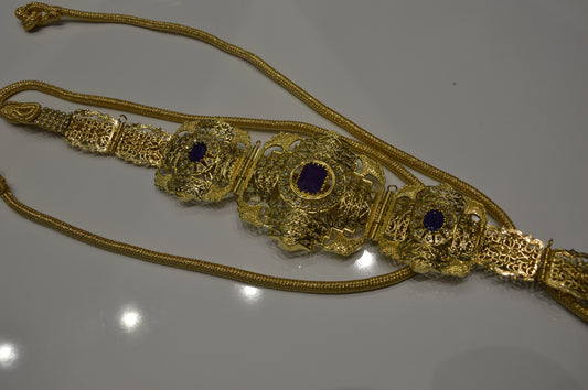 Ceinture Mdamma Violet | Ceinture Marocaine Dorée