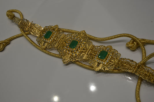 Ceinture Mdamma Vert | Ceinture Marocaine Dorée