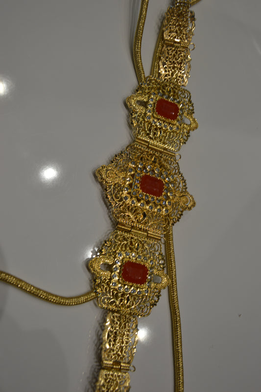 Ceinture Mdamma Rose | Ceinture Marocaine Dorée