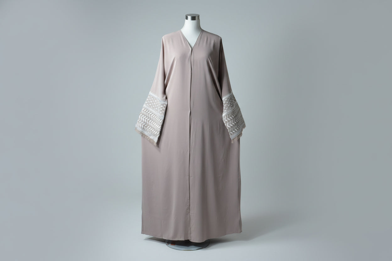 Abaya Beige Premium avec foulard assorti - Élégance Intemporelle