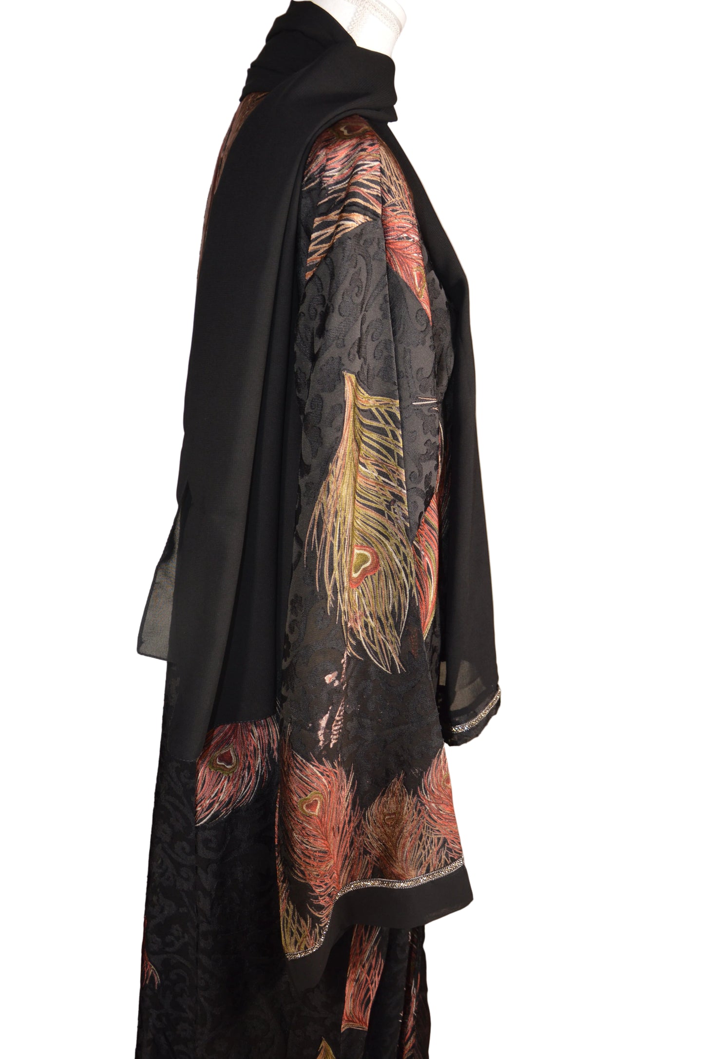 Abaya Kimono Brodé Noir floral - collection dubai