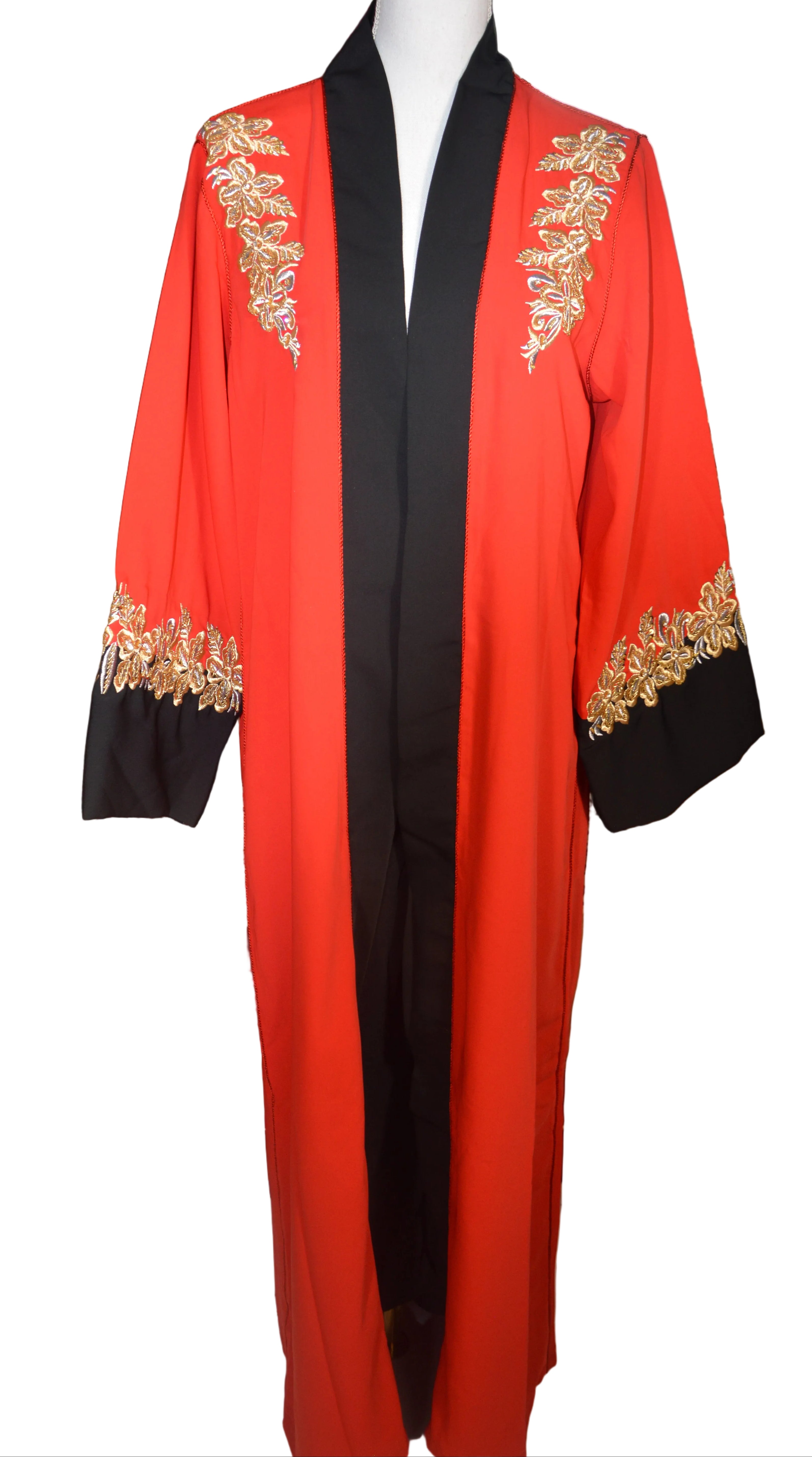Veste Kimono Orange Perle - Broderies Artisanales Marocaines