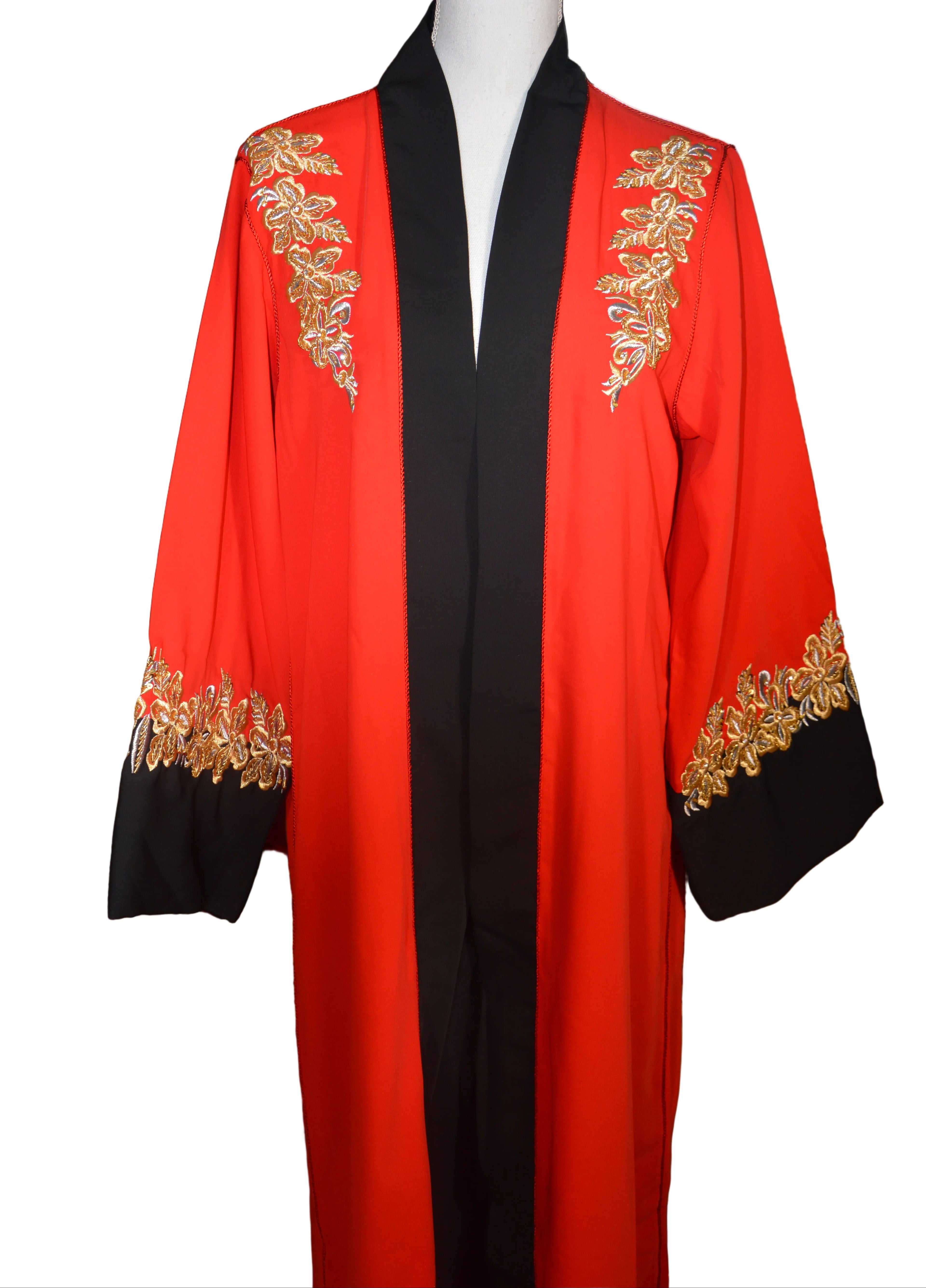 Veste Kimono Orange Perle - Broderies Artisanales Marocaines