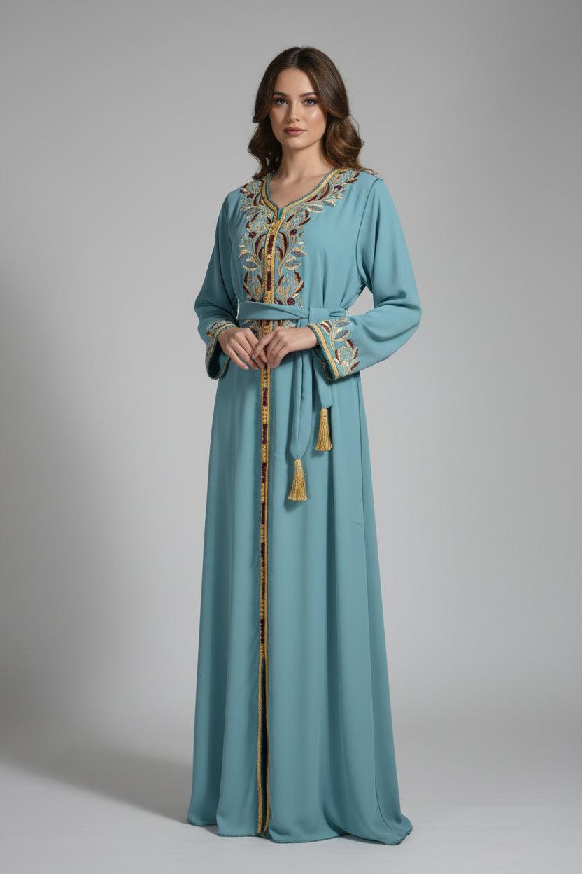 Gandoura Bleue – Sérénité & Élégance Marocaine