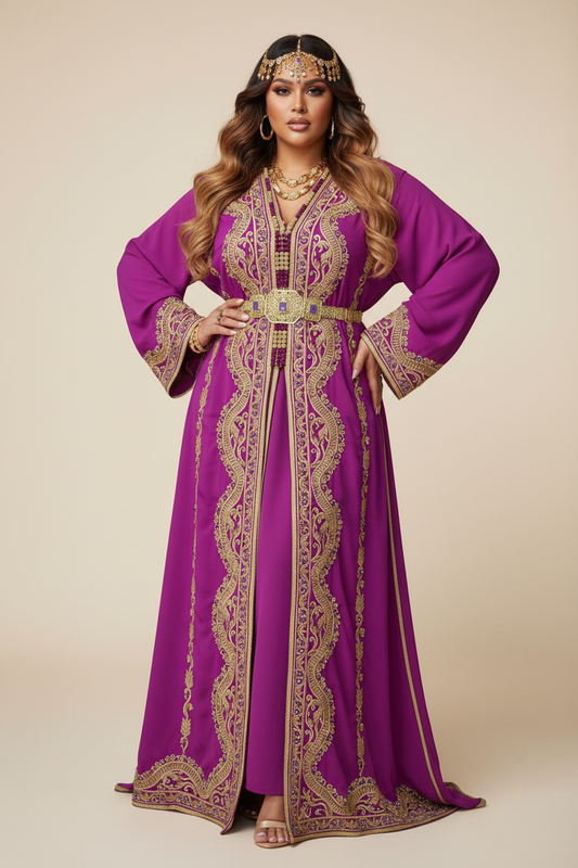 Caftan Mariée Fuchsia avec Traîne