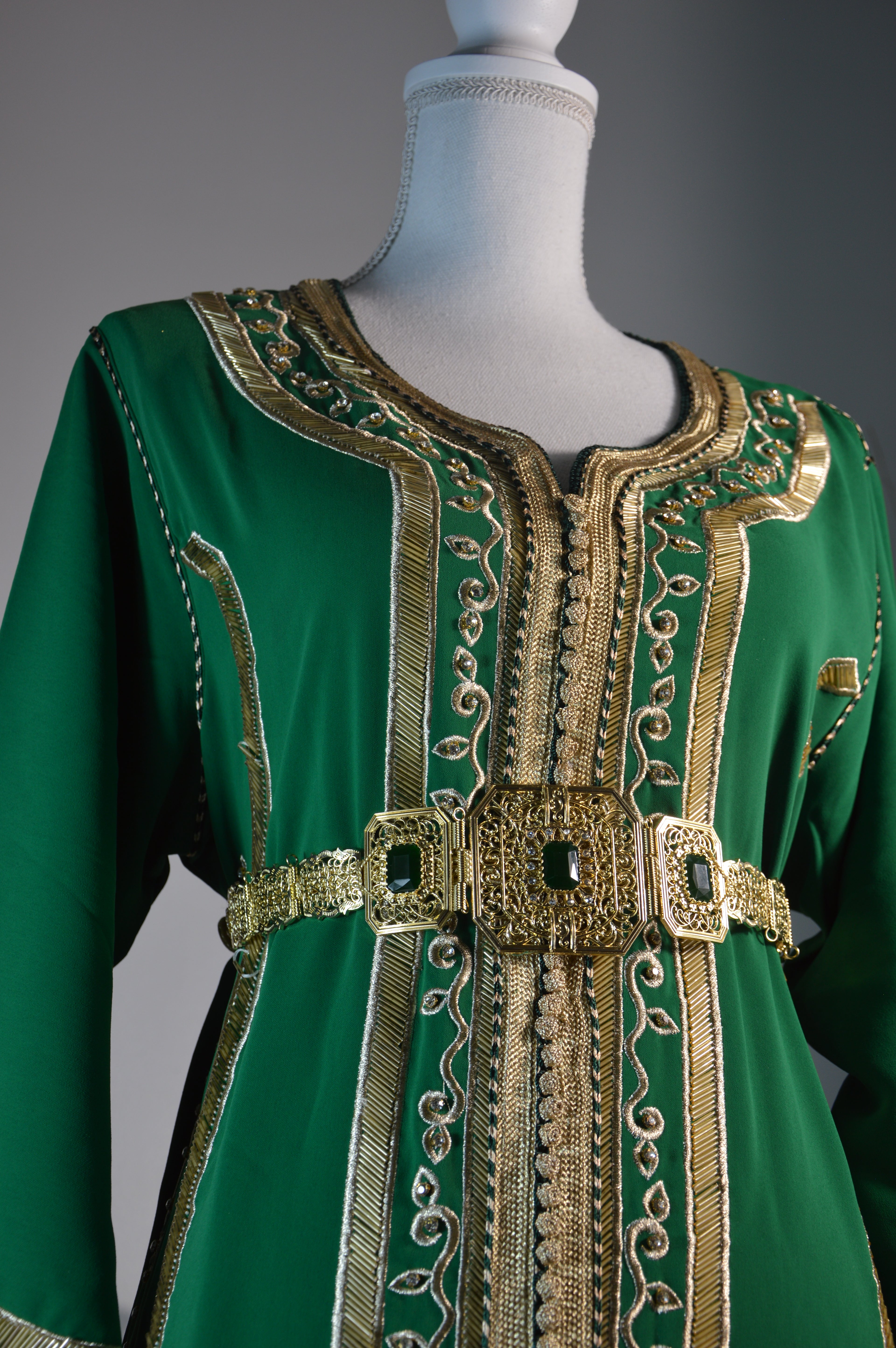 Caftan vert luxe – Sfifa dorée | Zeynaya Prestige