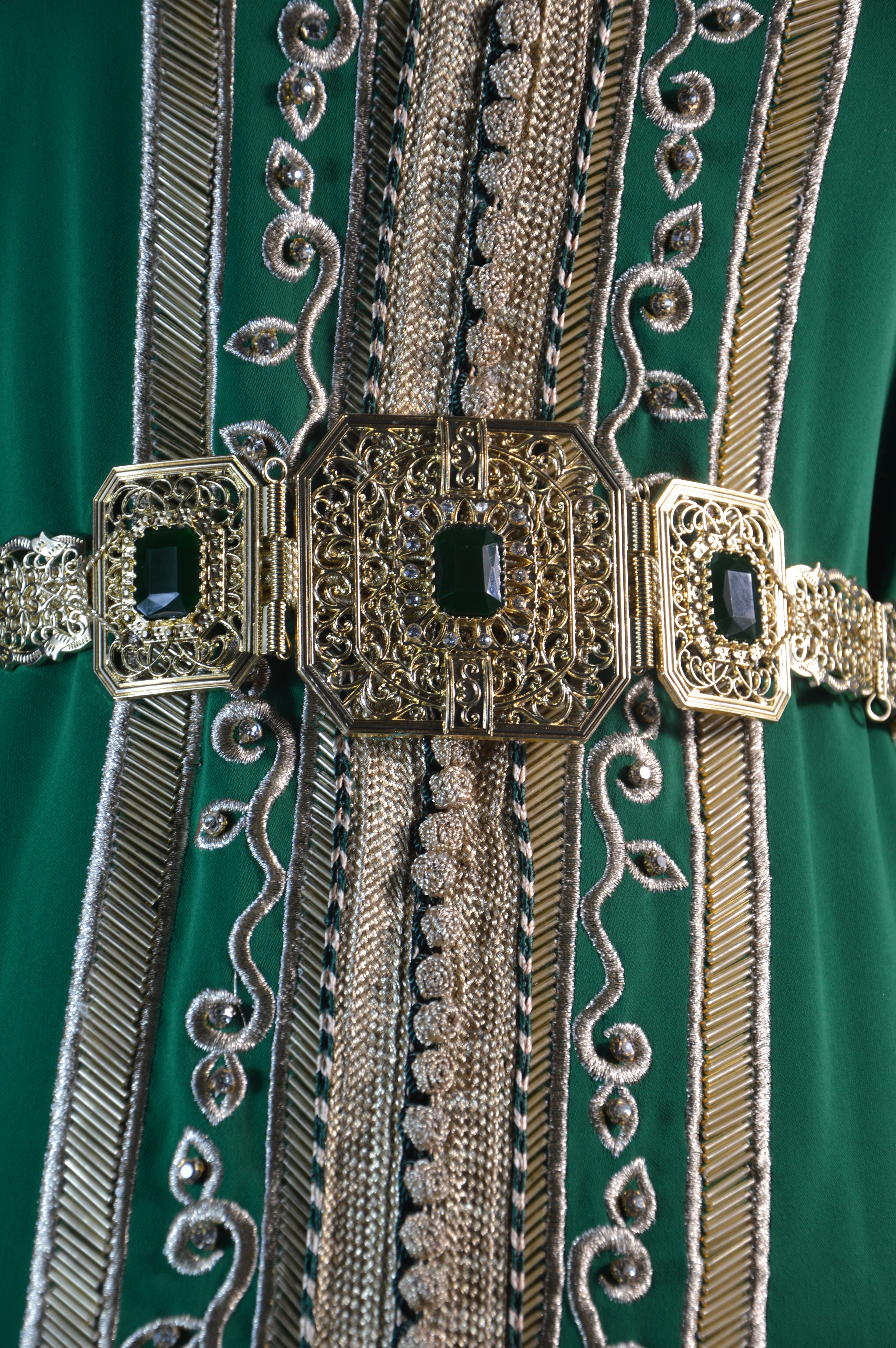Caftan vert luxe – Sfifa dorée | Zeynaya Prestige
