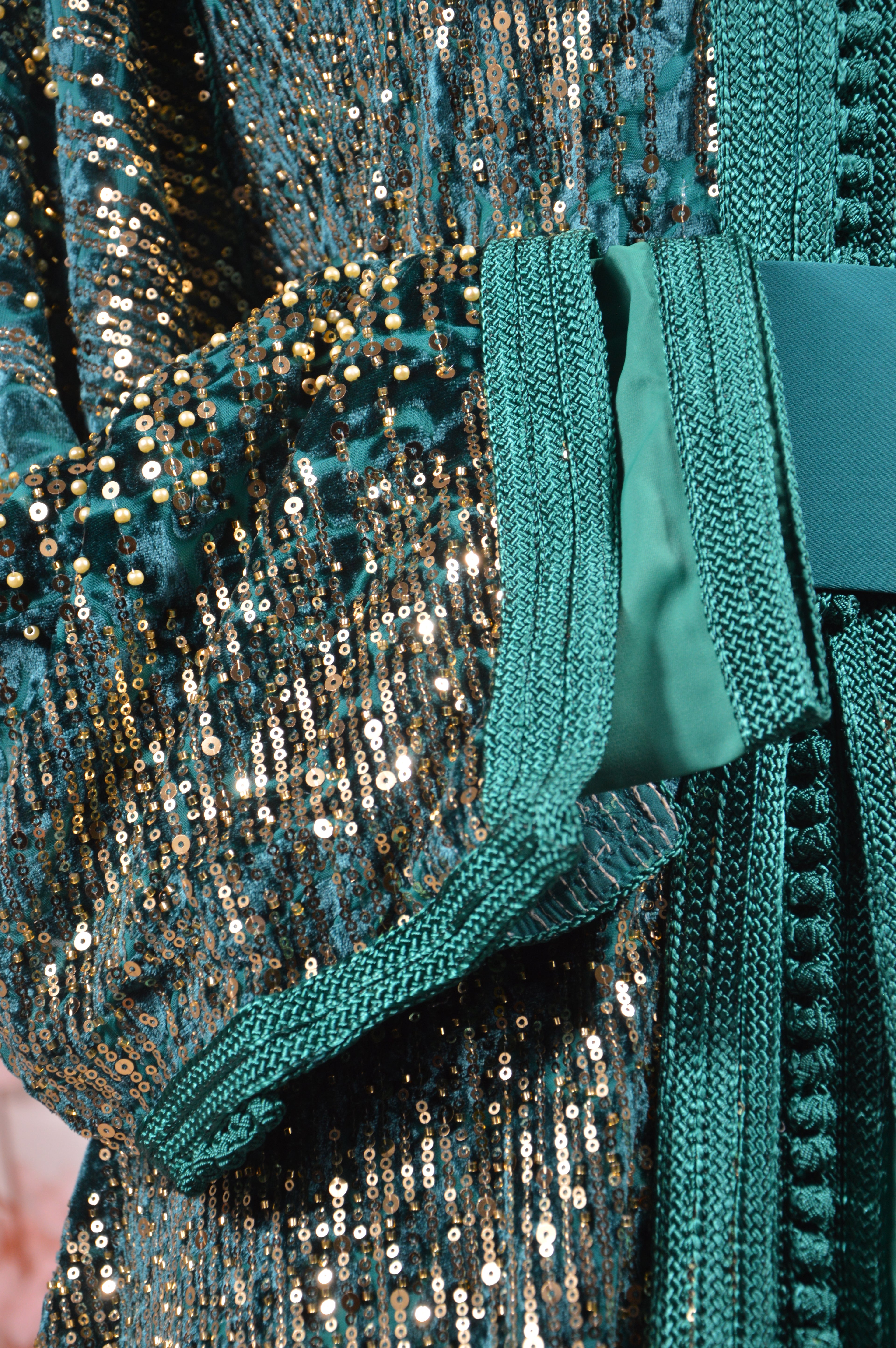 Takchita velours à sequins Vert Émeraude « Éclat d’Émeraude »
