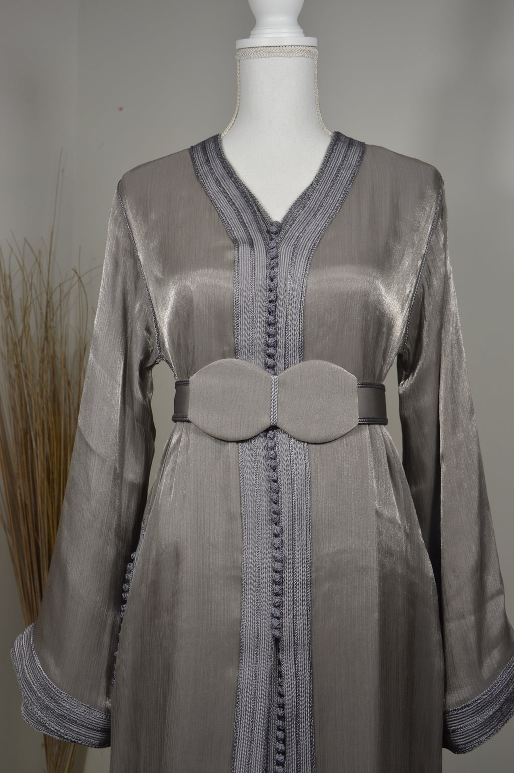 Takchita organza lamé gris perlé Argenté – Zeynaya Prestige