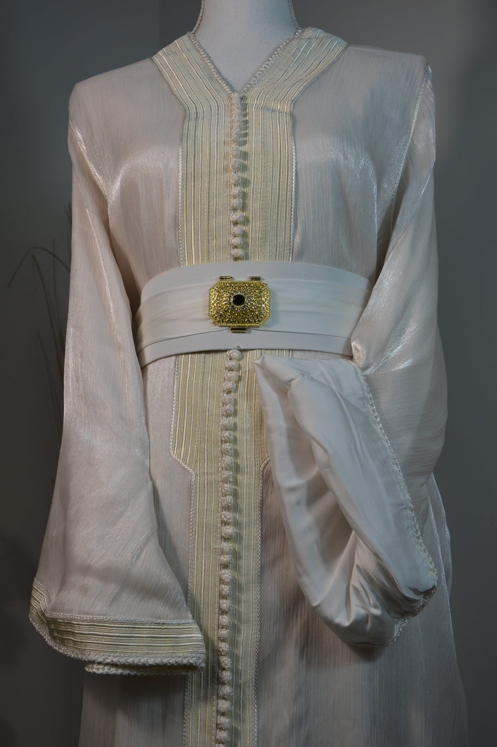 Caftan Organza blanc satiné