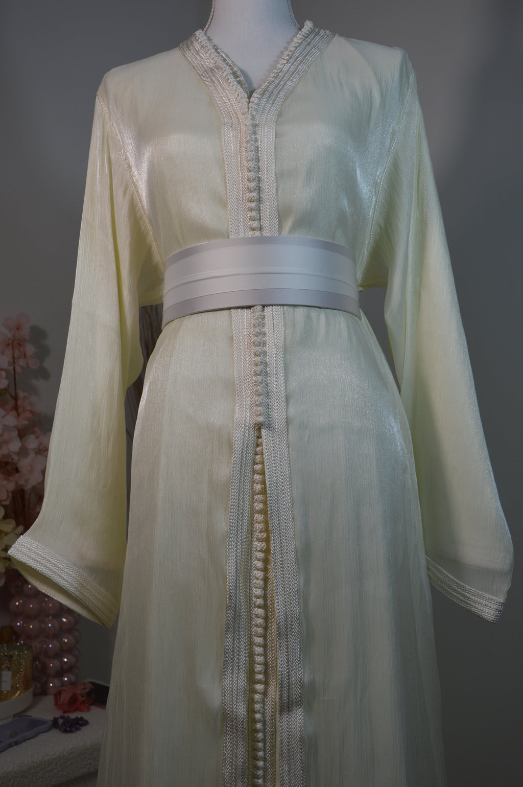 Takchita organza blanc cassé ivoire