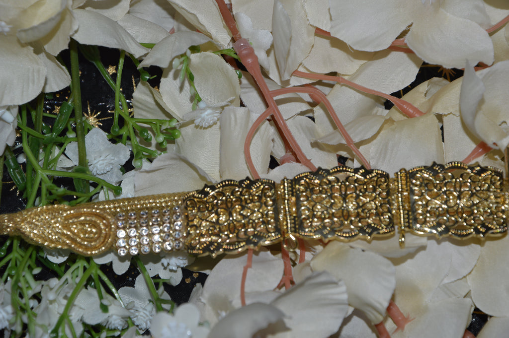 Ceinture orientale dorée – Cabochons Bleu Royal