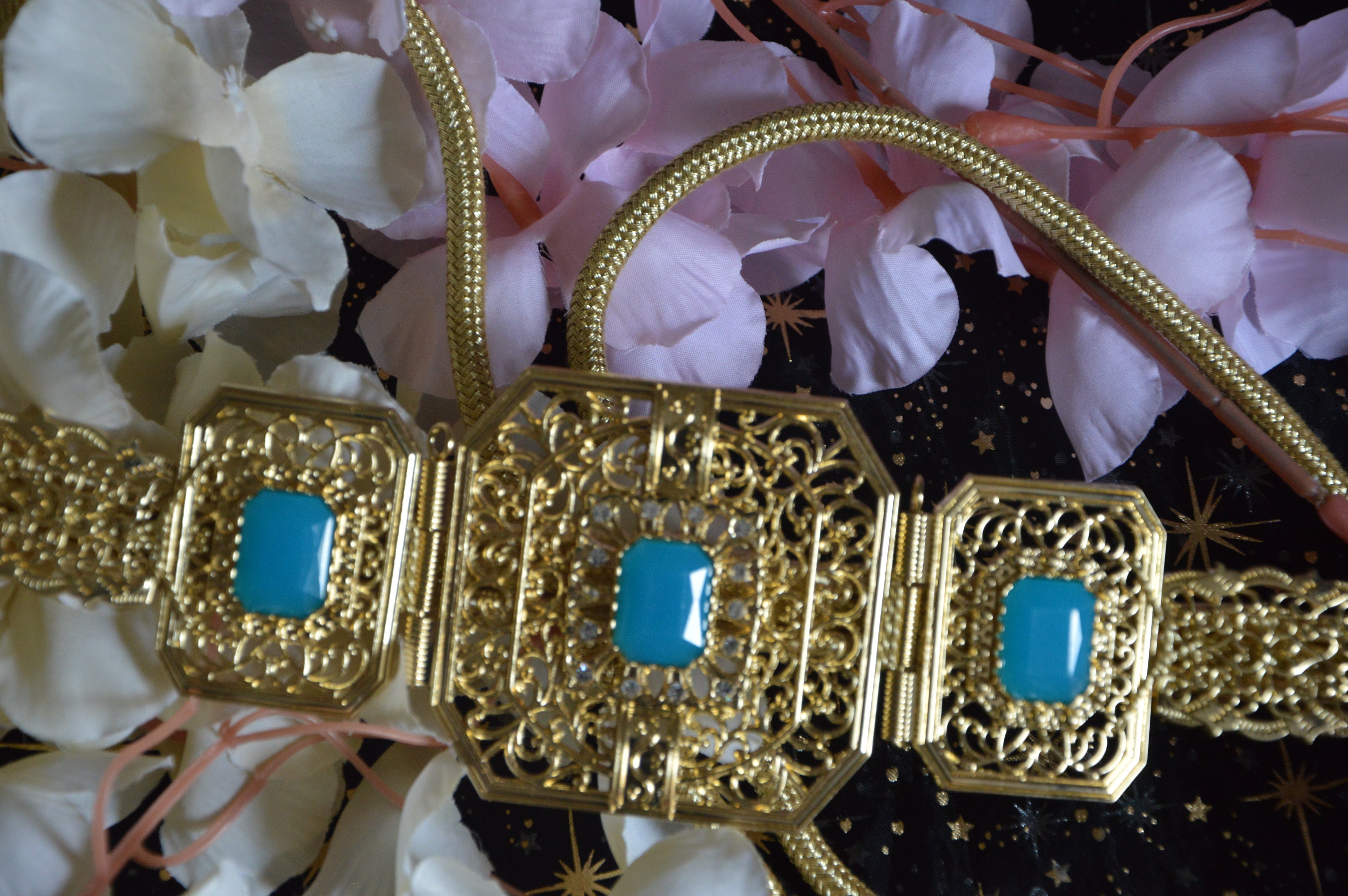 Ceinture Takchita « Sultane » — Doré & Turquoise