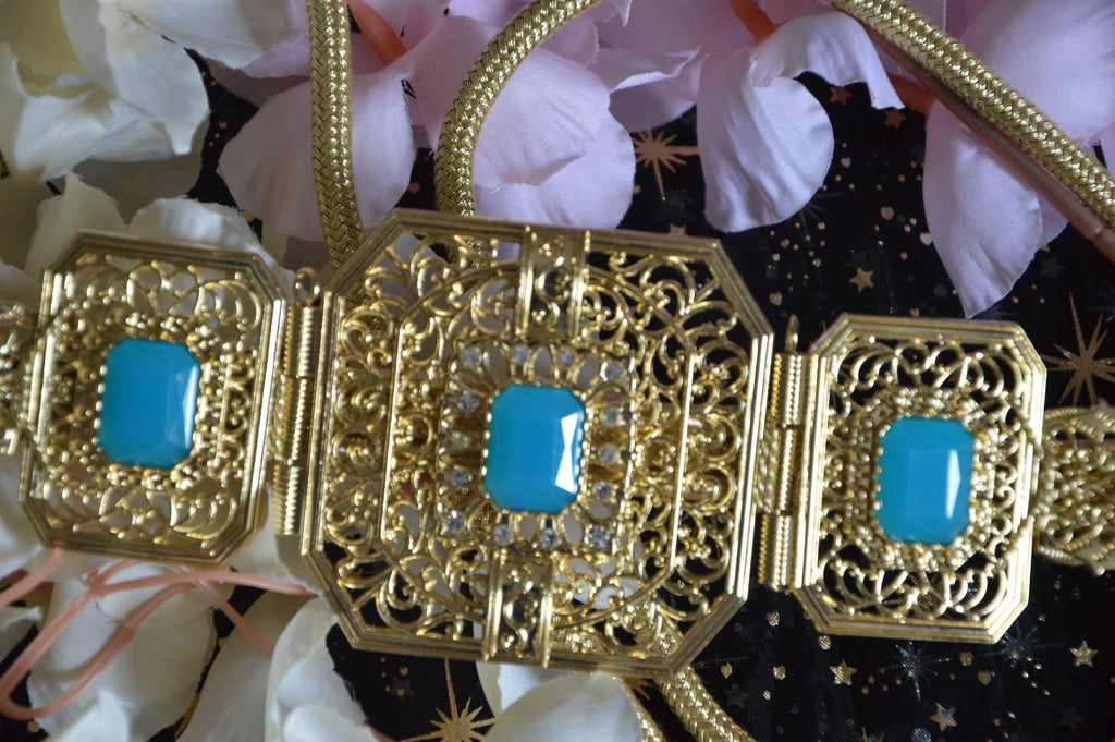 Ceinture Takchita « Sultane » — Doré & Turquoise
