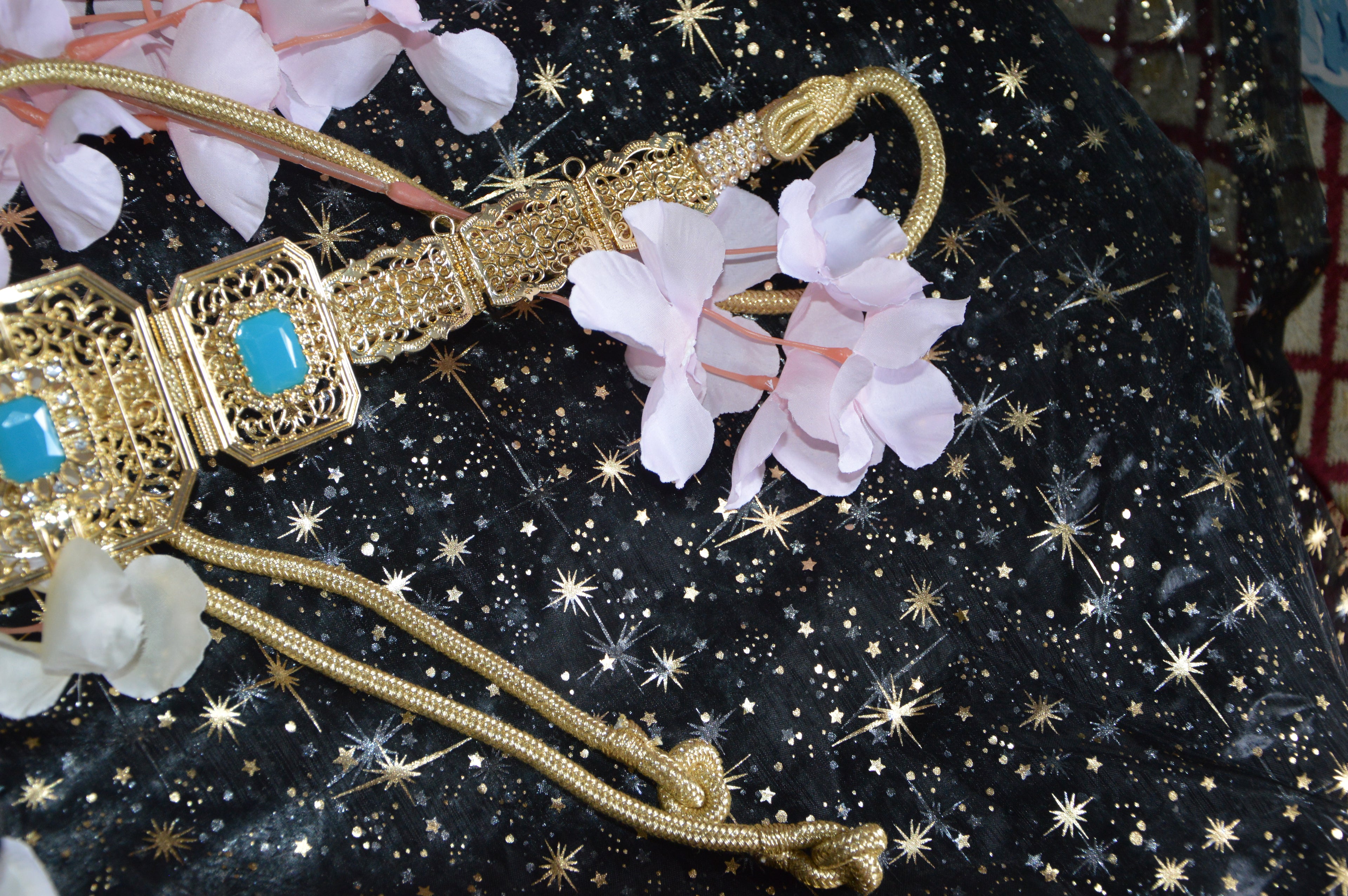 Ceinture Takchita « Sultane » — Doré & Turquoise