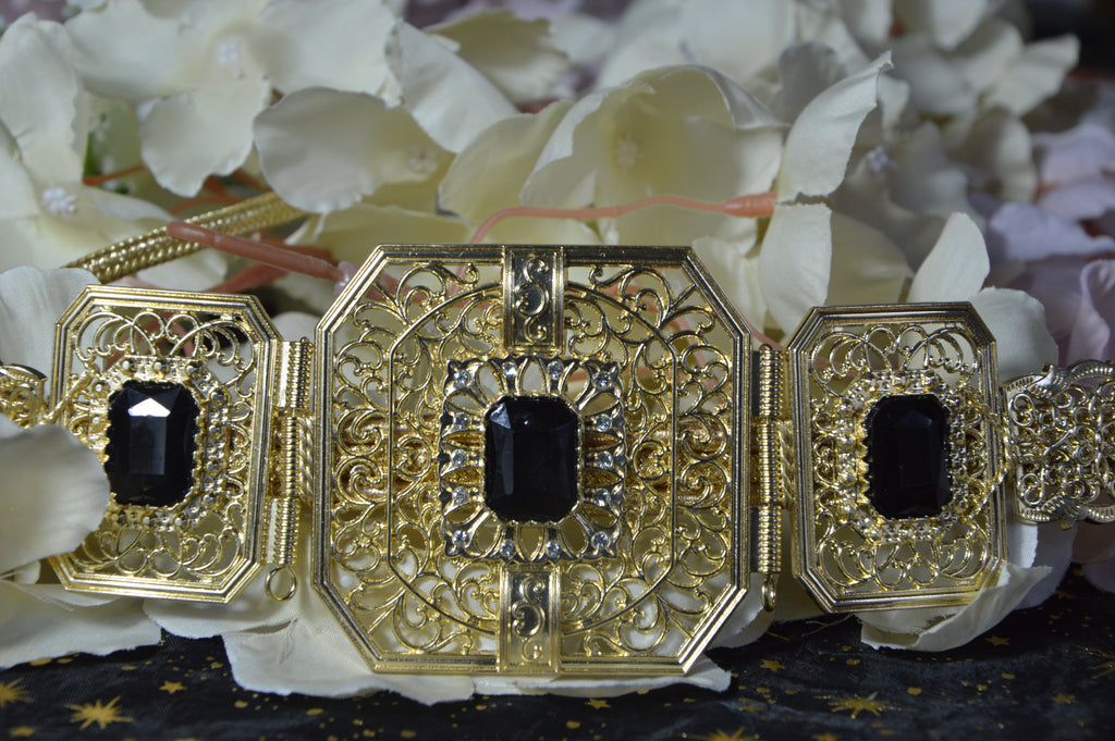 Ceinture Orientale Royale – Pierre noire & cristaux