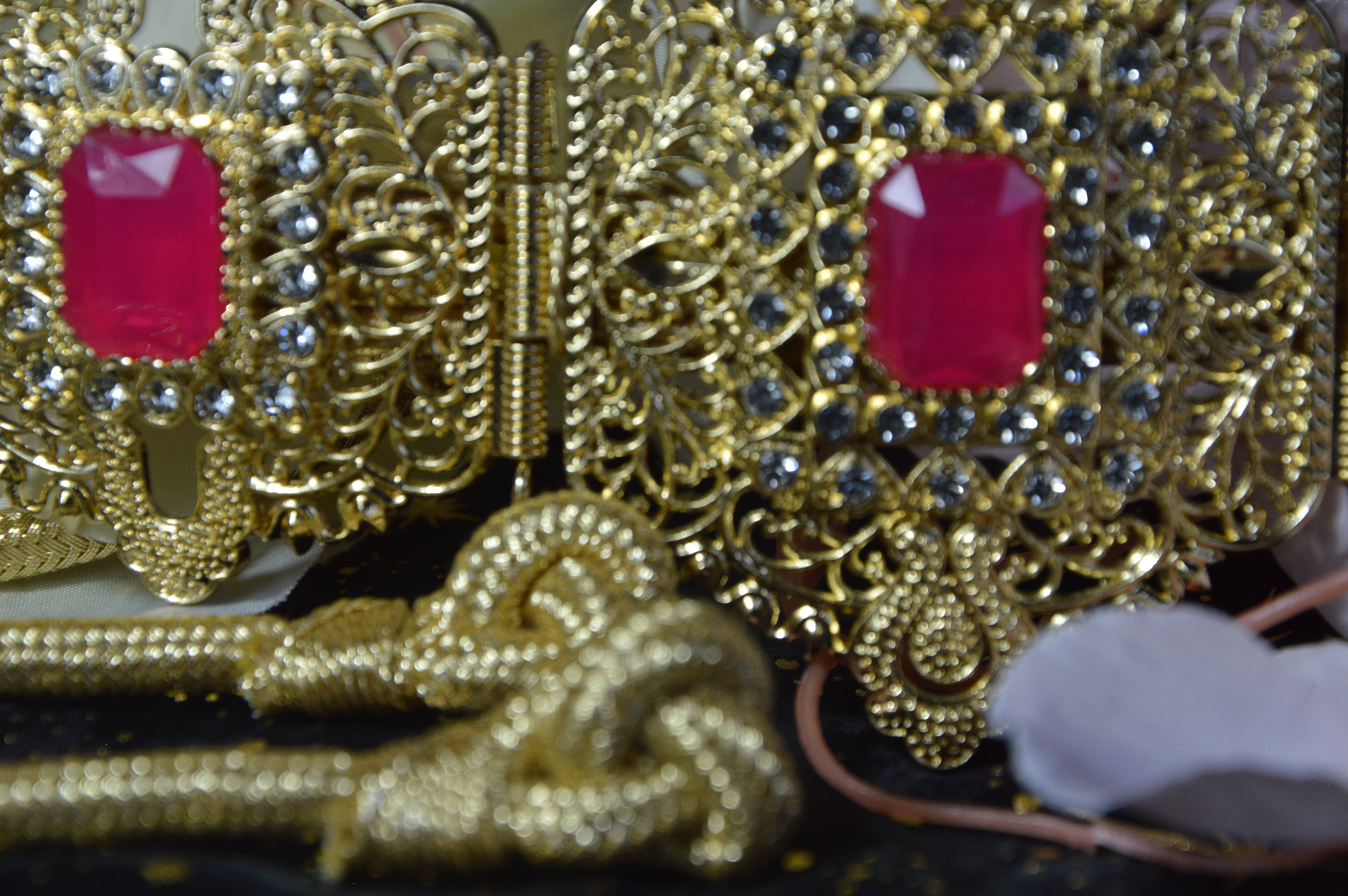 Ceinture orientale « Sultana » – Pierre rose fuchsia (doré)