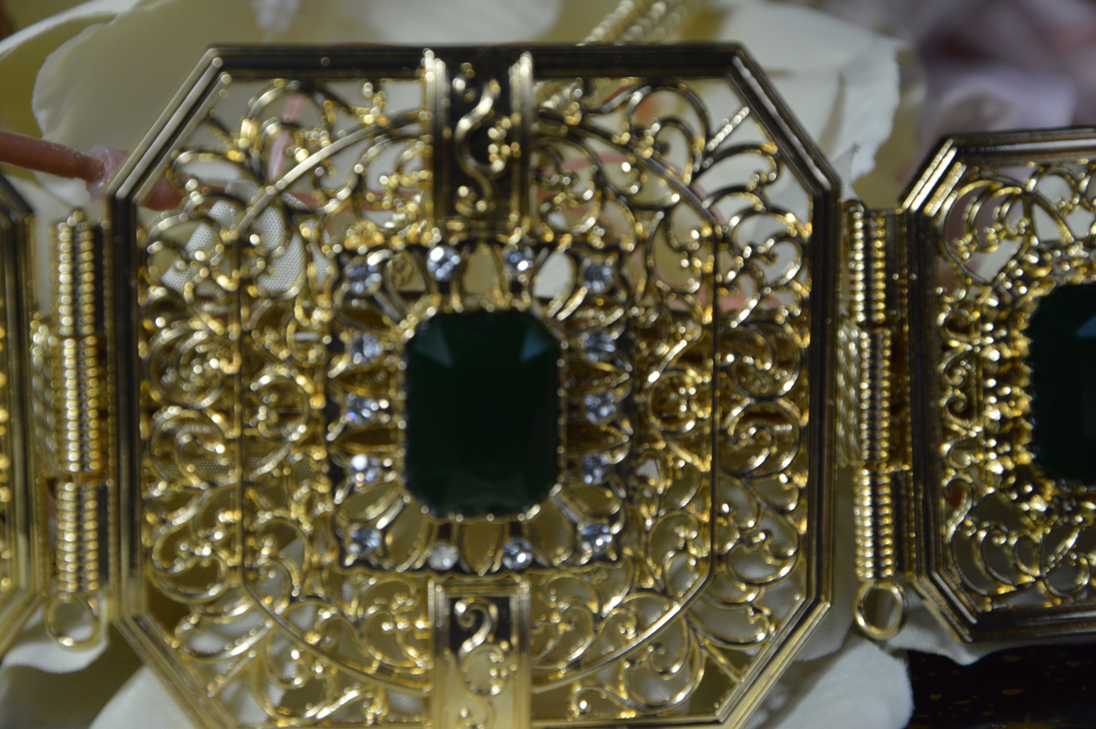 Ceinture orientale « Arabesque » – Émeraude (doré)