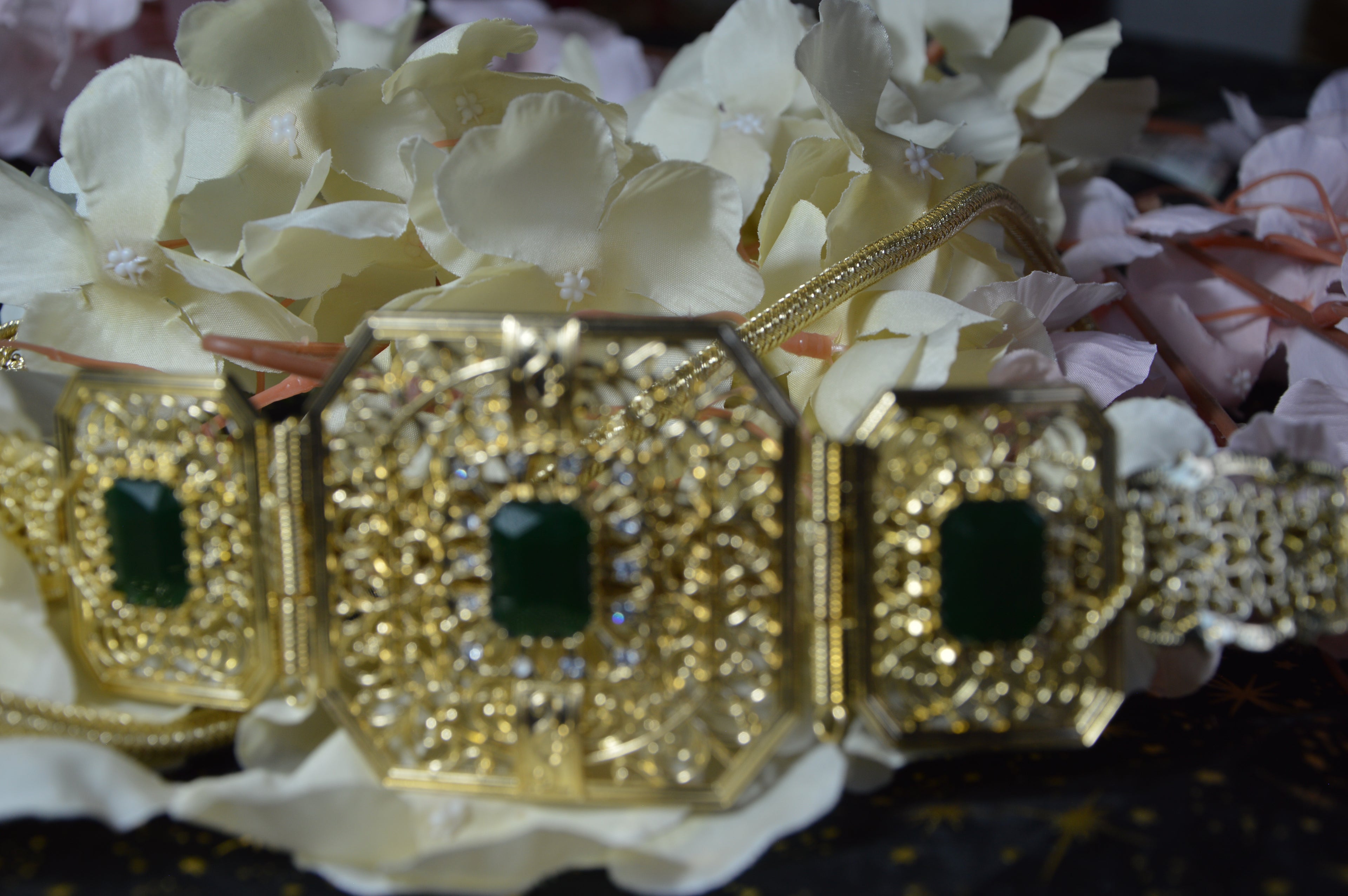 Ceinture orientale « Arabesque » – Émeraude (doré)