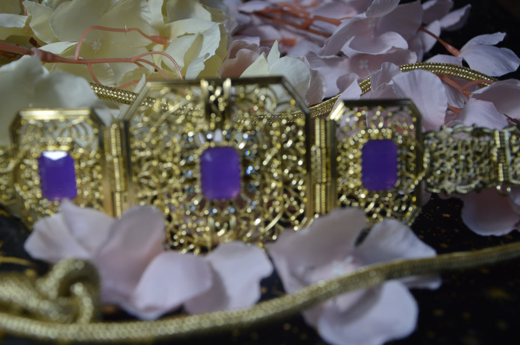 Ceinture orientale « Arabesque » – Améthyste (doré)