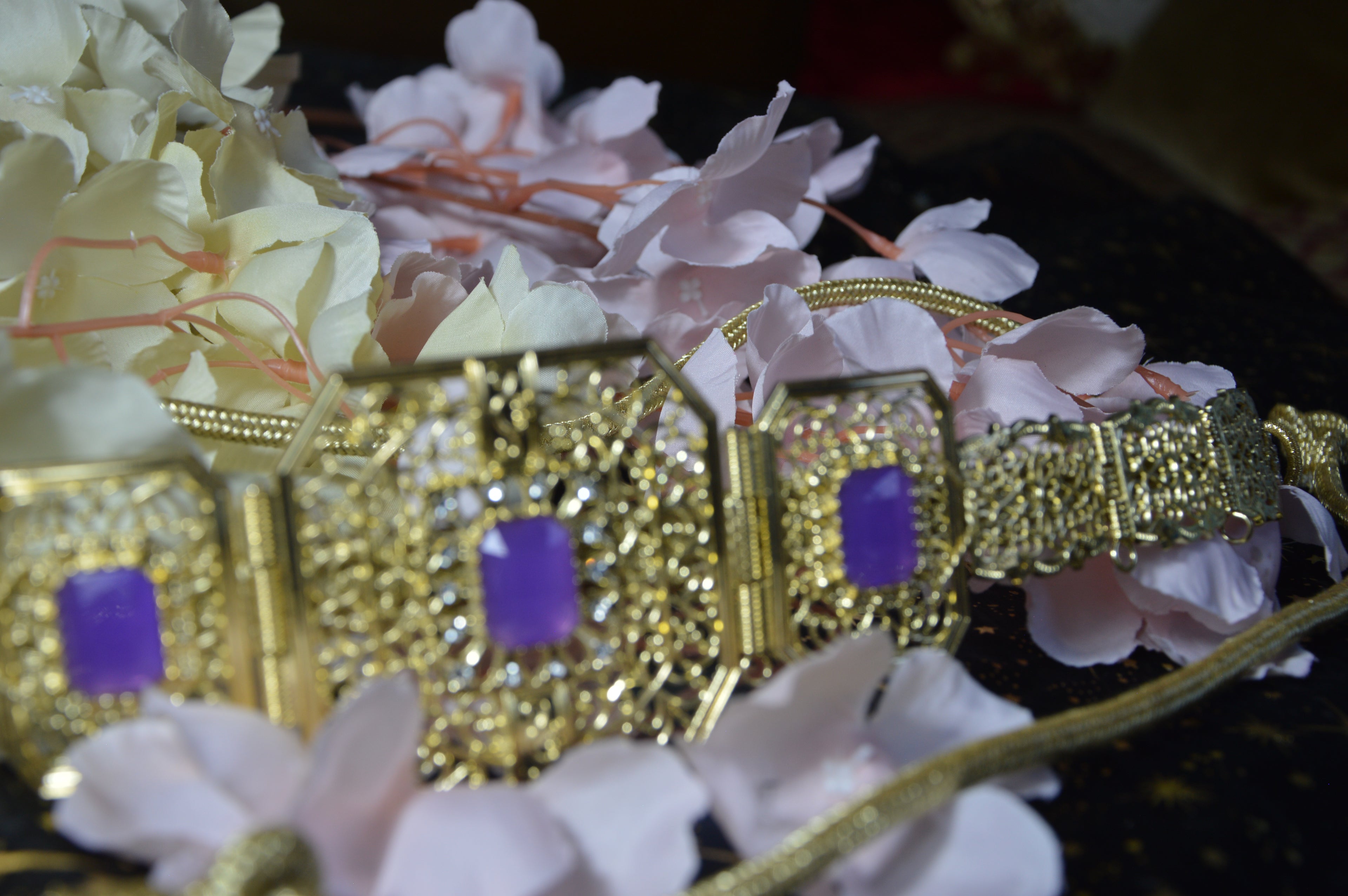 Ceinture orientale « Arabesque » – Améthyste (doré)