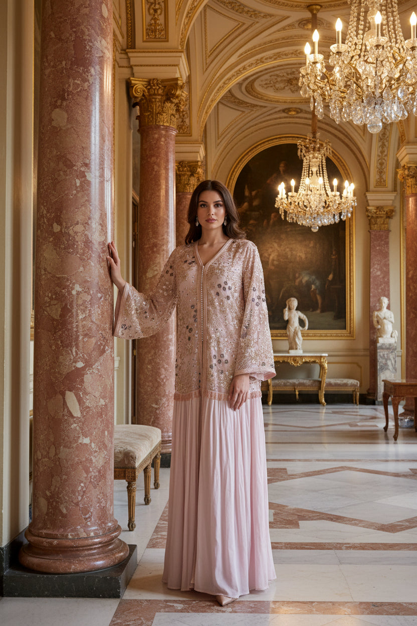 Caftan Crystal jupe plissée