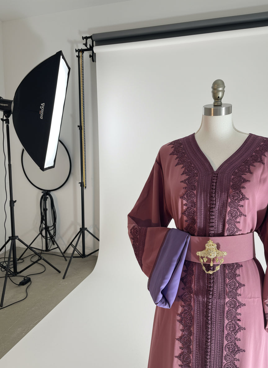 Caftan Mauve Élégance Royale
