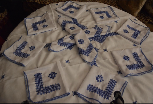 Set de Table Marocain Artisanal Bleu – ZEYNAYA PRESTIGE