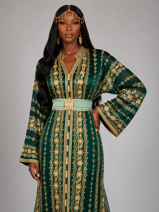 Caftan SARIA Émeraude coupe sirène