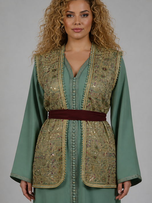 Caftan SARIA Vert Bordeaux