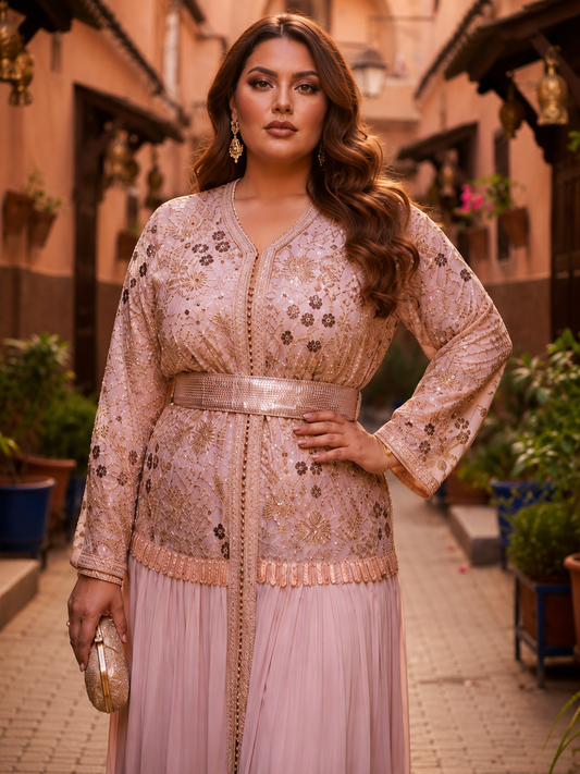 Caftan Crystal jupe plissée