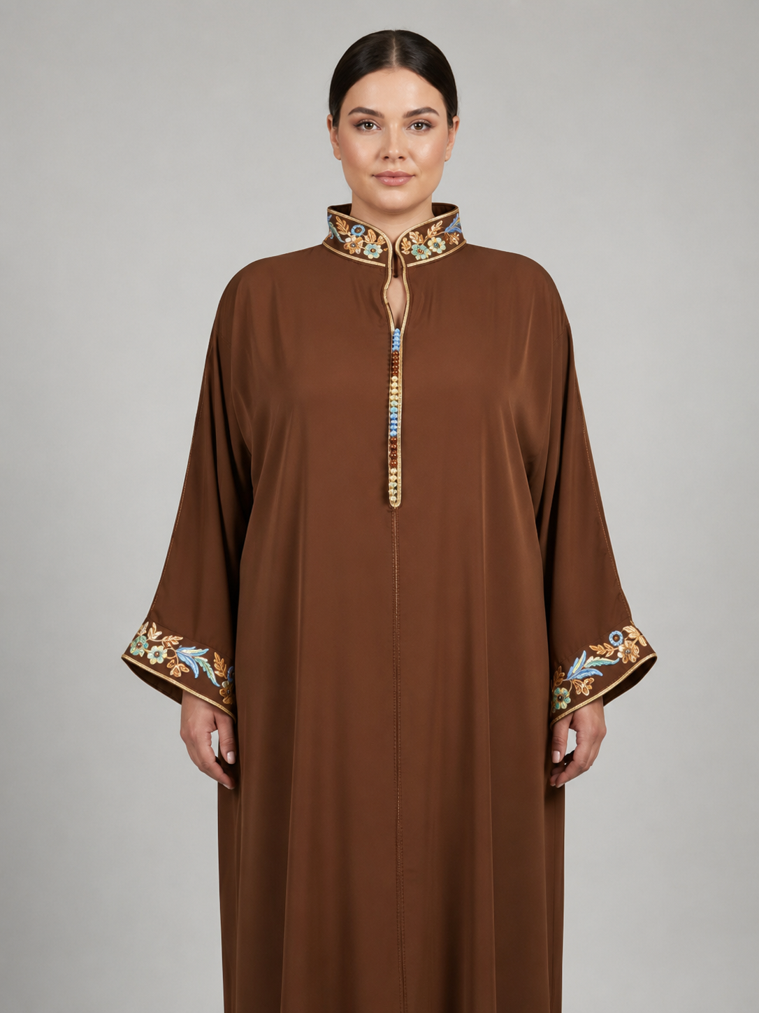 Gandoura col montant marron - vue principale
