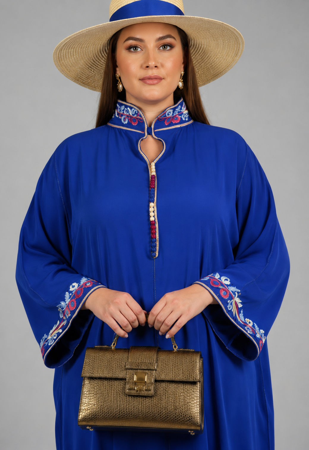 Gandoura col montant bleu roi - vue principale