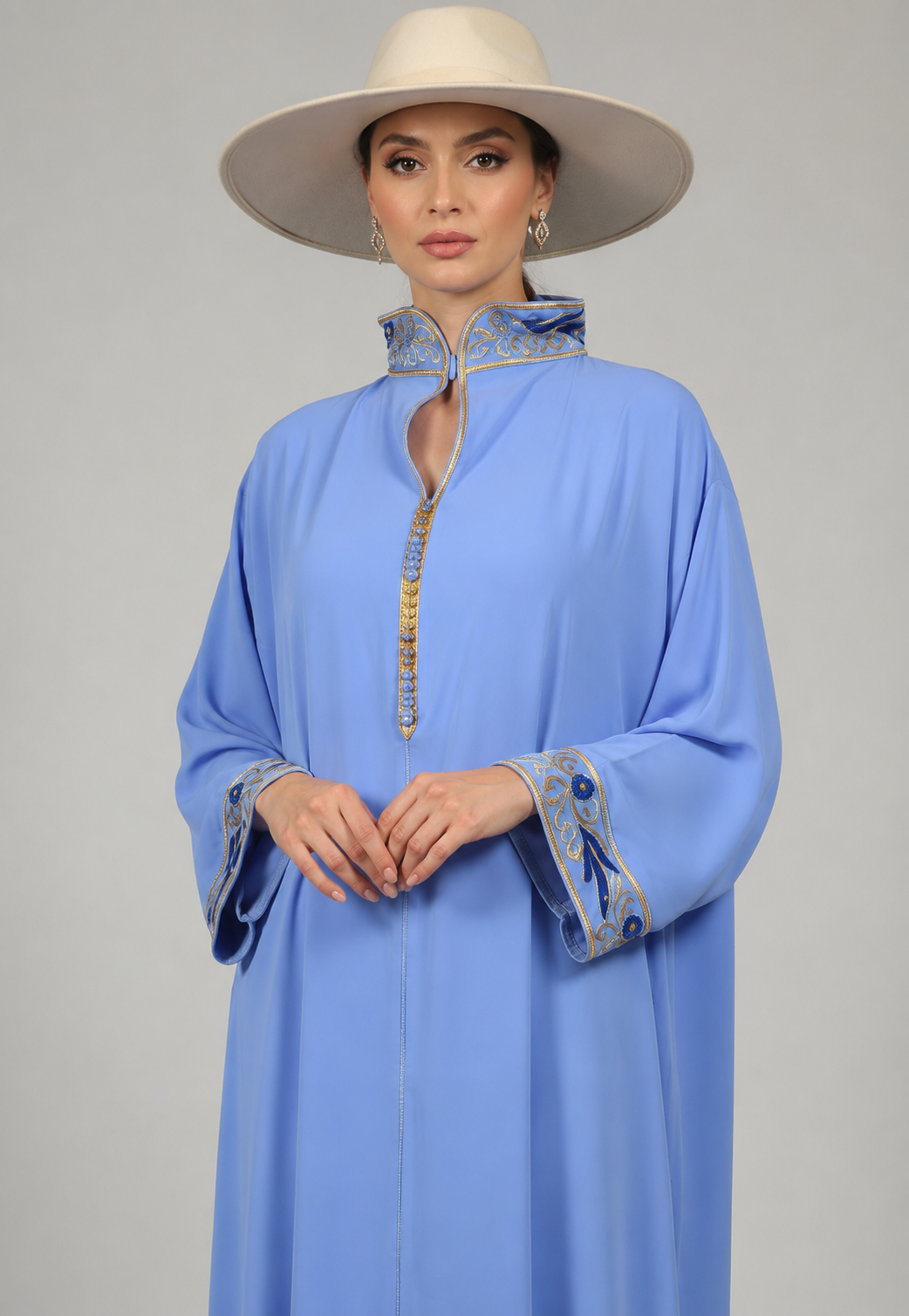 Gandoura col montant bleu violet - vue principale