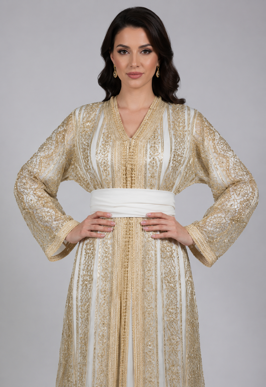 Takchita Sari Haute Couture Blanche
