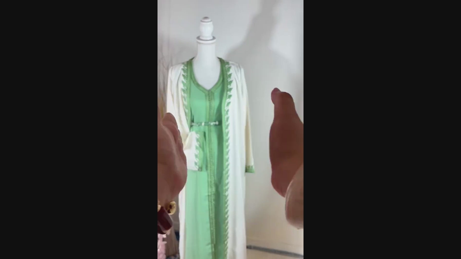 KIMONO “Maysa” – Mauve poudré & ivoire, sfifa artisanale