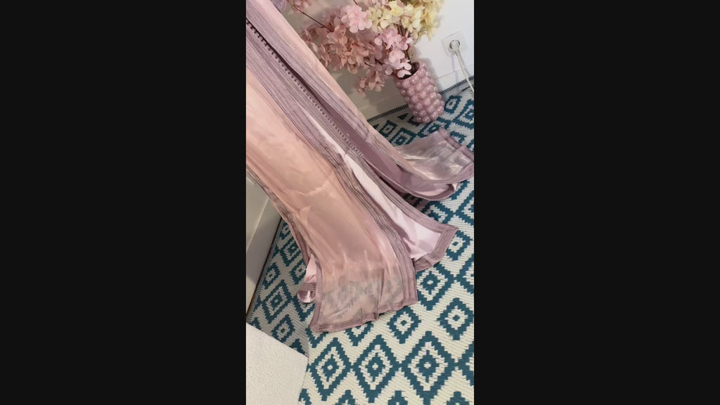 Takchita organza satiné métallisé – Rose poudré